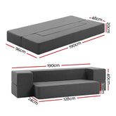 Giselle Bedding Portable Sofa Bed Folding Mattress Lounger Chair Ottoman Grey.